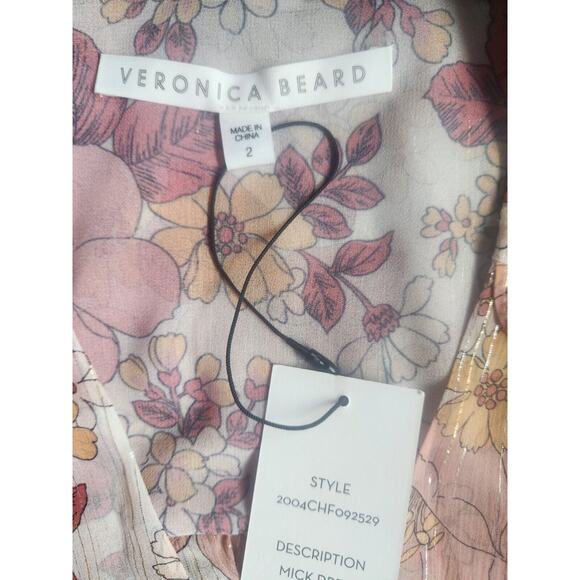 NWT Veronica Beard Floral Short Sleeve Ruffle Mick Maxi Dress Sz 2 Melon #2J421 - Picture 10 of 14